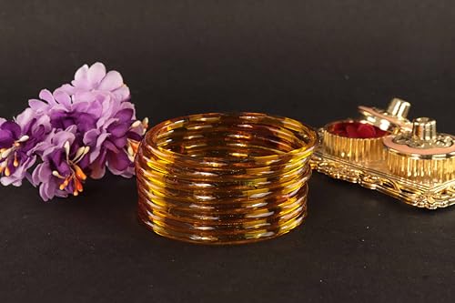 Image of ZULKA Designer Plain Glossy Glass Kada Set For Women & Girls With Diamond Cut Design | Fancy Designer Glass Bangles | Traditional Chudi | Kanch Ki Churi | Stylish Glass Kada For Wedding - Set Of 8