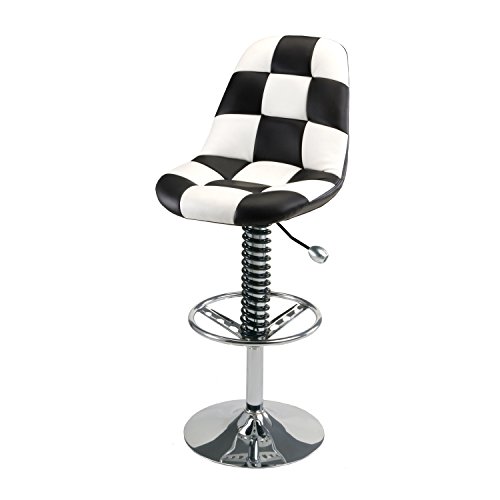 Pitstop Furniture HR1300W White Pit Crew Bar Chair,White/Black