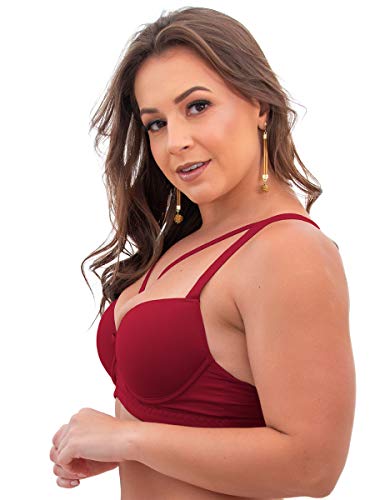 Sutiã Plus Size com Aro e Bojo Strappy Duas Tiras Multicor (Vinho, 48)