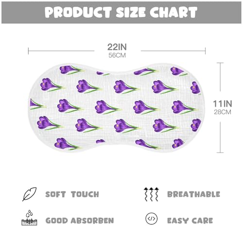 1 Pack Purple Flowers Muslin Burp Cloths Cotton Absorbent Baby Burping Rags for Boys Girls Soft Newborn Burp Bibs, 22 x 11 Inch4