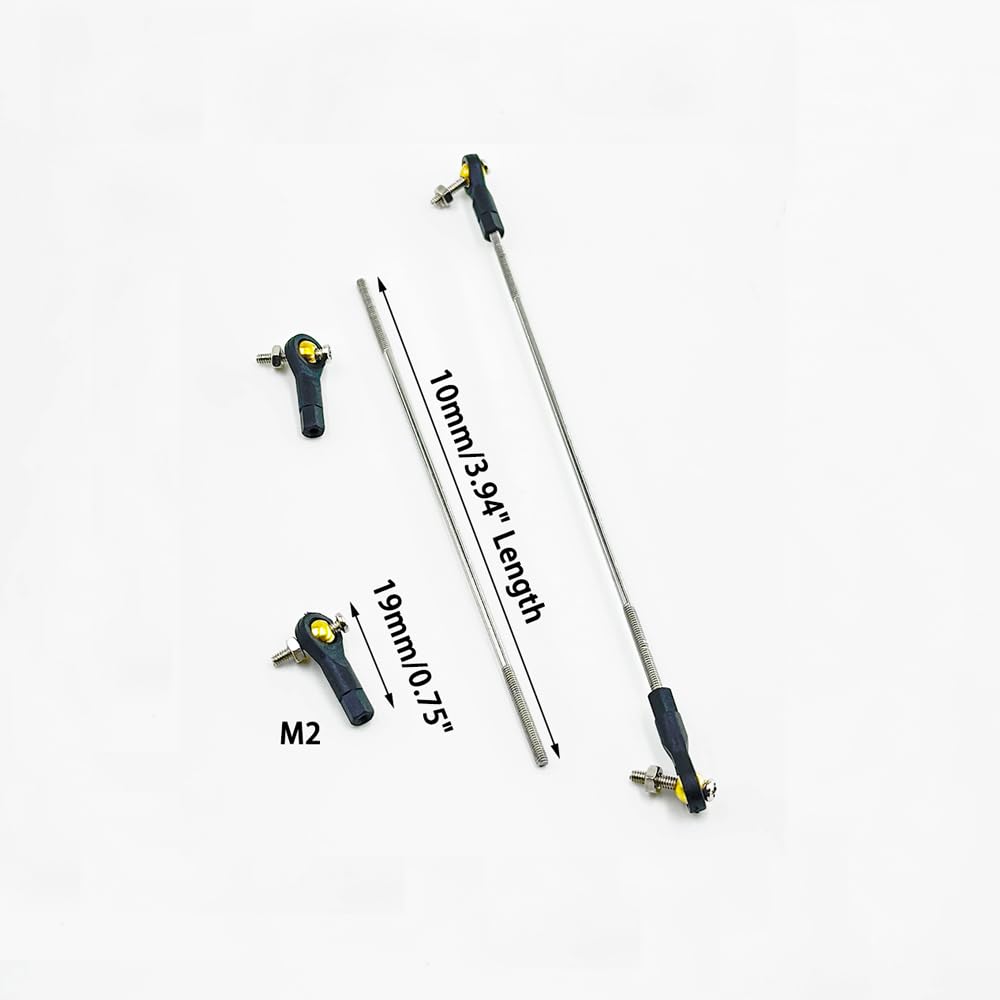 2 varillas de acoplamiento ajustables de juguete a control remoto, rótula, servo enlace para avión, helicóptero, coche, barco, modelo de bricolaje, piezas de juguete (M2 x 100 mm)