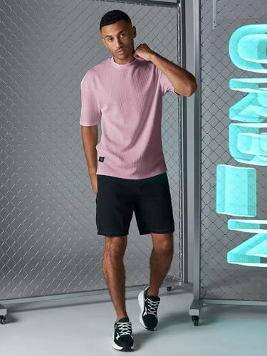 Image of Maniac || Mens || Solid || Round Neck || Half Sleeve || Seersucker || Cottonblend || Oversized || T-Shirt