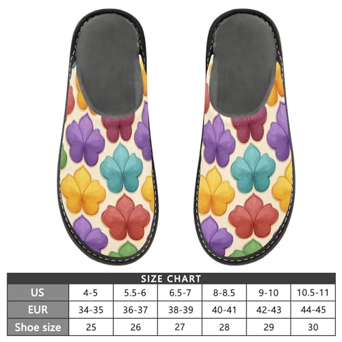 Slippers for Women Colorful Floral Tiles Repeat Pattern Soft Fuzzy Women's Slippers Indoor and Outdoor Shoes3