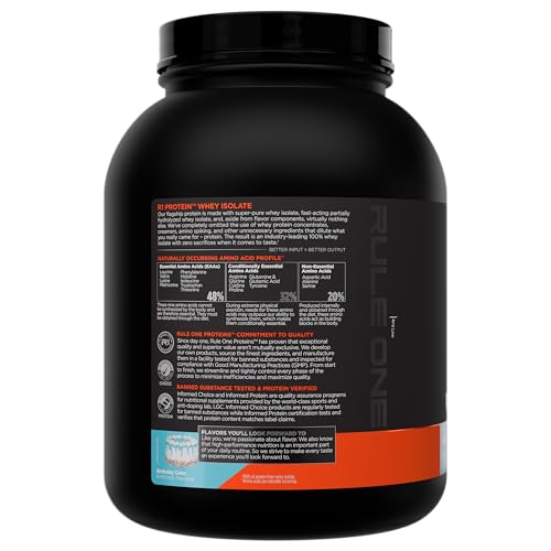 Image of Rule 1 Proteins R1 Protein Whey Isolate, Birthday Cake, 44 Servings | 25g of Protein from Whey Isolates and Hydrolysate isolates for Workout Recovery and anytime use