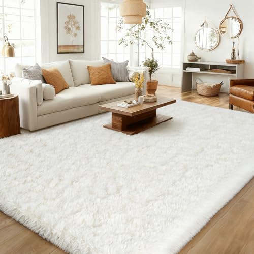 Tapete de área 8x10 pies ultra suave blanco cremoso para sala miniatura 5
