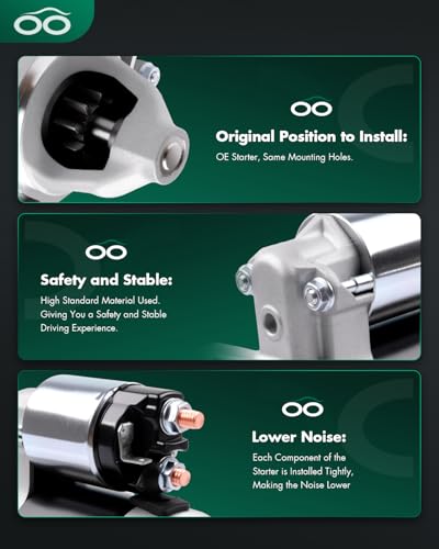 Image of SCITOO Starter Motor 18404 SND0132 VBombardier Sarasota 1000 2005 for JOHN DEERE AMT622 Transporter 1988-1990 AMT626 Transporter 1990-1992 Bunker Field Rake 1200 1200A 0.3kW /12V CW 9-Tooth Spline