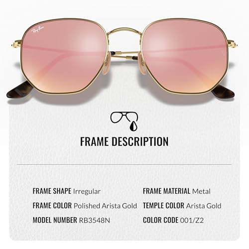 Image of Ray-Ban RB3548N HEXAGONAL FLAT LENSES Square-Round Shape Sunglasses for Men & Women with Official Eyewear Kit