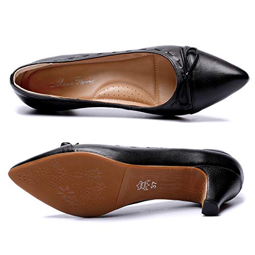 Image of Mona flying Women's Leather Elegant Bowknot Pointed Toe Dress Pumps Heels
