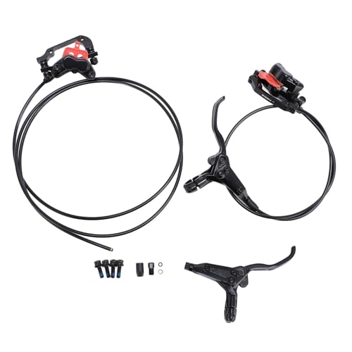 WOHPNLE 4 Pistons Hydraulic Brake, Aluminum Alloy Mountain Bike Brake with Front and Rear Hydraulic Disc Brake Caliper Set Bike Brakes with Alloy Levers for Cycling