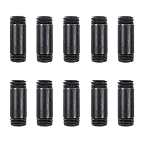 10 Pack 1/2 Inches x 2 Inches Black Malleable Steel Nipples Fitting, DIY Steampunk Industrial Vintage Style.