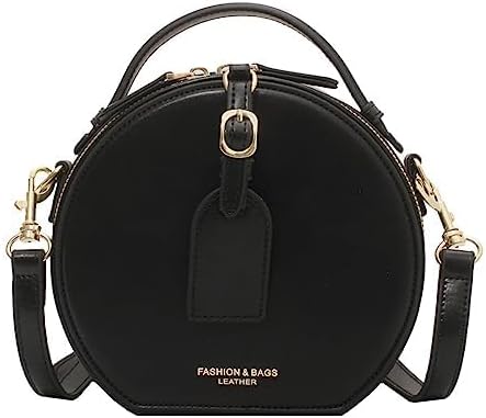 Western Leather Round Bag for Women,Retro Round Bag Top Handle with Strap - Image 4