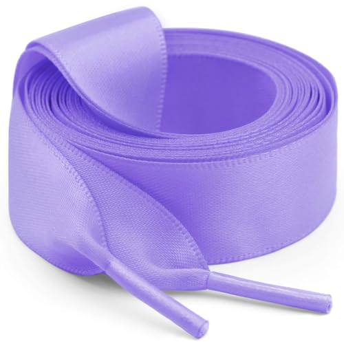 Image of Flat Satin Ribbon Shoelaces WEGOODZF 2cm Wide Shoestrings for Women Girls[2 Pair]
