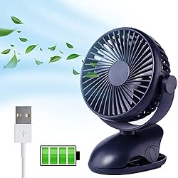 Ventilador Mavichi Yoyika Ventilador USB Portátil, Mini Ventilador Silencioso con 4 Velocidades, Ventilador Clip, Rotación de 360 Grados, Ventilador de Mesa Recargable para Escritorio Oficina Hogar Cochecito de Bebé