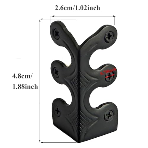 Image of 10 pcs Solid Brass Baseboard Corner Protectors, Skirting Board Corner Protectors, Vintage Metal Corner Protector Table Corner Edge Cover Safety Bracket with Screws (10, Black)