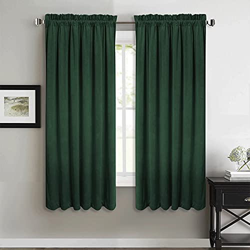 StangH Dark Green Curtains 63 inch Length Christmas Home Decor, 2 Panels