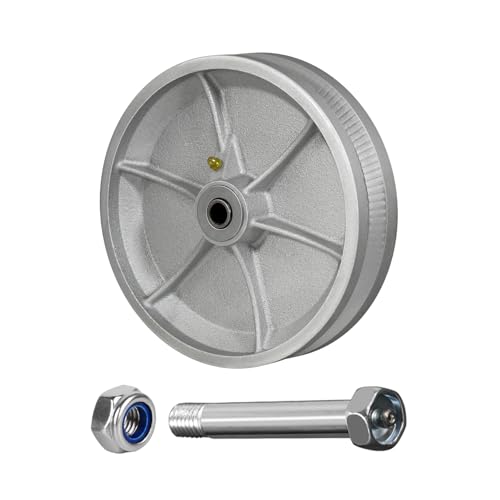 Image of 8 Inch V-Groove Steel Wheel, 7 /8 inch Wide 90 Groove Fits 1 inch Angle Iron Track, Heavy Duty Industrial Track Wheel with Relief Groove, High Load Capacity（1 Pack）