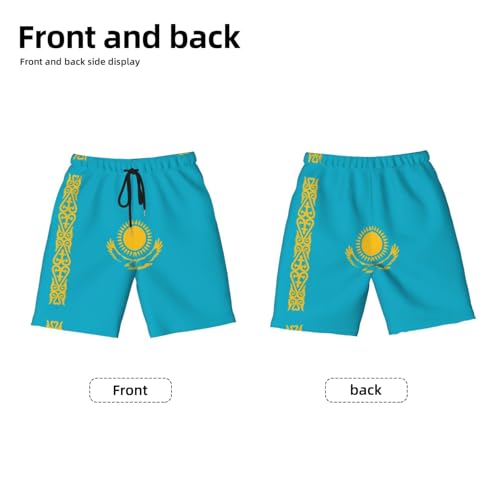 Flag of Kazakhstan Youth Beach Pants, Soft and Breathable, with Drawstring Waist, Suitable for Sports and Leisure.2