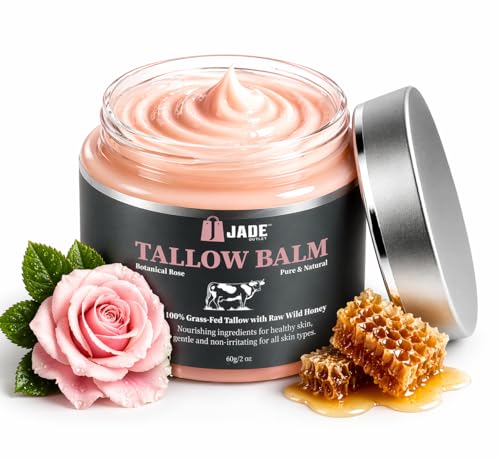 Jade Outlet Inc Unscented Tallow Balm for Face & Body – Deep Hydration Moisturizer for Sensitive & Reactive Skin – Skin Barrier Support – Non-Toxic Skincare with Raw Honey – Fragrance Free