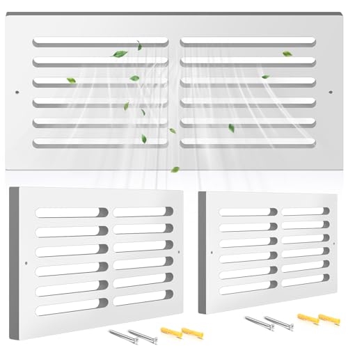 Leinuosen 2 Pcs 16 x 8 Inch Return Air Vent Cover Fit for 14x6 Duct Opening Cold Air HVAC Wall Grille PVC for Sidewall and Ceiling Home Bathroom Kitchen Improvement