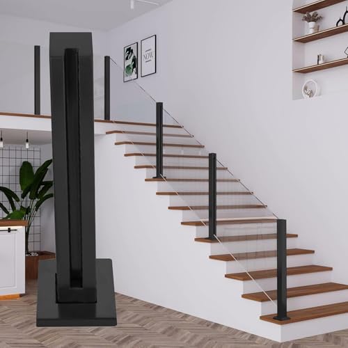 Poste de barandilla de vidrio elegante de acero inoxidable negro para exterior