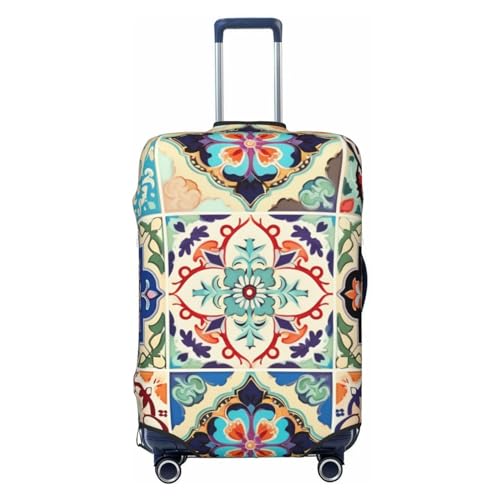 Luggage Cover Protector Vintage Ceramic Tile Ethnic Patchwork Suitcase Cover With Zipper, Luggage Cover For 18