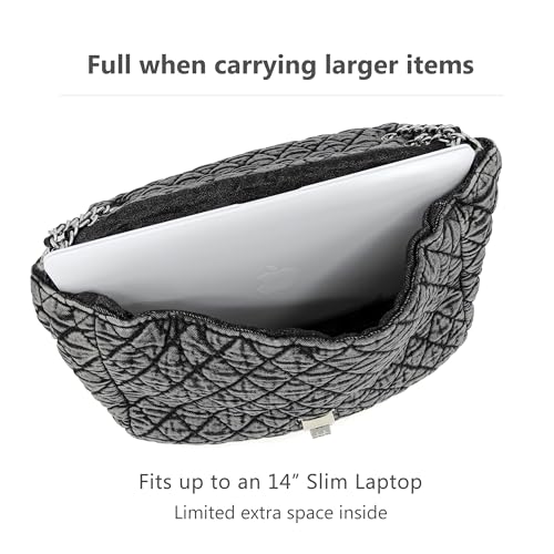 Bolso bandolera matelassé de denim con cadena plata vintage miniatura 5