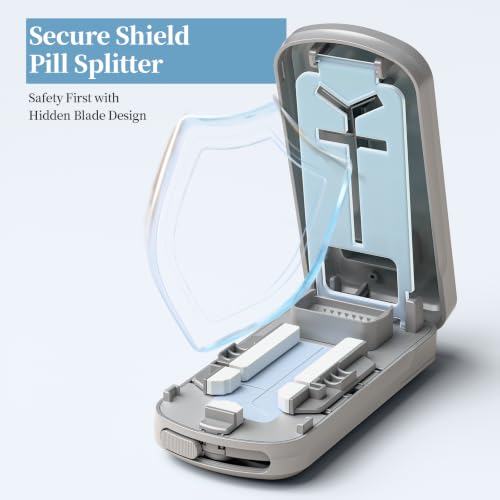 Image of Daviky Pill Cutter Splitter for Small & Tiny Pills, Dual Safety Blades | Adjustable Centering Slot, Precise 1 /2 1 /3 1 /4 Tablet Cutter, Built-in Storage, Portable & Senior-Friendly