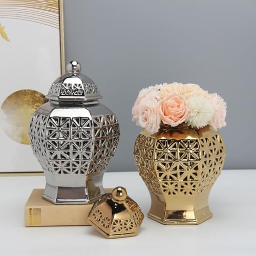 Vase en céramique or moderne pour centre de table de mariage chic