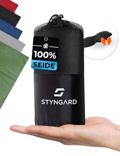 STYNGARD Hüttenschlafsack Seide 100% [200g] - Seidenschlafsack Ultraleicht...