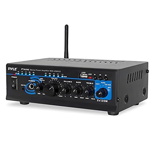 Pyle 2X120 Watt Home Audio Power Amplifier - Portable 2 Channel Surround Sound Stereo Receiver w/ USB in - for Amplified Subwoofer Speaker, CD DVD, MP3, iPhone, Phone, Theater, PA System - PTAU45