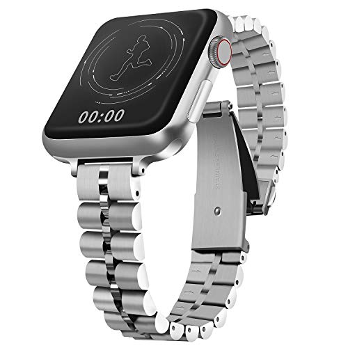 QUNDAXI Watch band Compatible with Apple watch 38mm 40mm Metal stainless bands women/men Wristband apply to Iwatch Se/6/5/4/3/2/1 series strap Silver