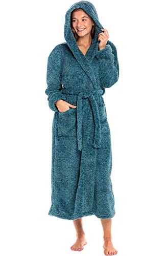 Image of Alexander Del Rossa Womens Fluffy, Fuzzy Robe for Women,Women's Long Hooded Robes, Plus Size