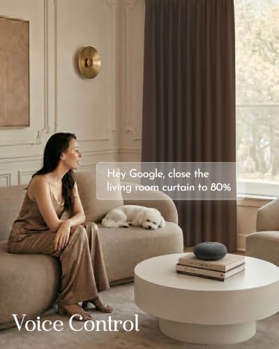 Image of Graywind Motorized Curtains with Track, Room Darkening Smart Curtains, Hardwired Curtains Works with Alexa Google Home Remote Control for Large Windows, Custom Drapes Up to 207 inch, Echo (Chocolate)