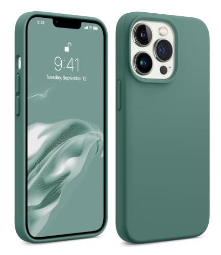 AOTESIER Magnetic for iPhone 13 Pro Max Case, [Compatible with MagSafe] [Military Shockproof Protection] Silicone Phone Case with Soft Anti-Scratch Microfiber Lining, 6.7 inch, Pine Green