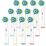 Precision Replacement Toothbrush Heads Compatible with Braun Oral b 7000/Pro 1000/3000/8000/9600/ 5000/Genius and Smart Electric Toothbrush (White-12pcs)
