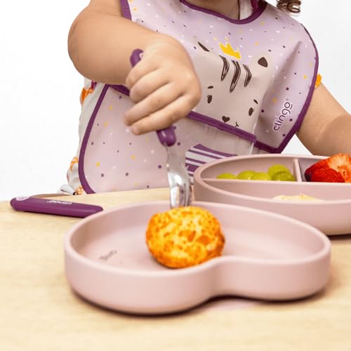 Clingo Kit Talher Infantil Inox com Estojo, Kit Alimentação Lancheira Colher e Garfo, Rosa