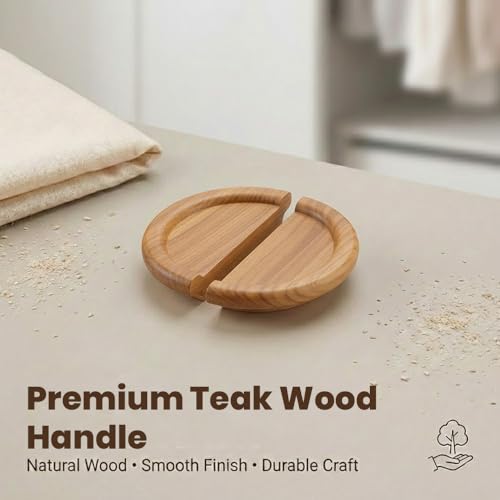 Image of Teak Wood Wooden Wardrobe Handle /Cabinet Handle /Wardrobe Door Pull Handle (8 x 4 Inch) Natural Wood Finish - Model 5023-| 3 Years Warranty |