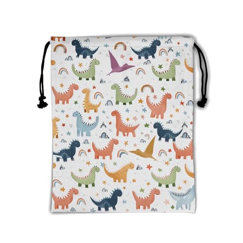 Image of Cartoon Dinosaur Gymnastics Drawstring Bags Lightweight Gymnasts Grip Bag Storage Pouch