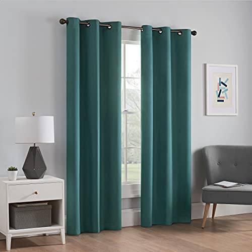 Image of ECLIPSE Microfiber Total Privacy Blackout Thermal Grommet Window Curtain for Bedroom (1 Panel), 42 inch x 63 inch, Peacock