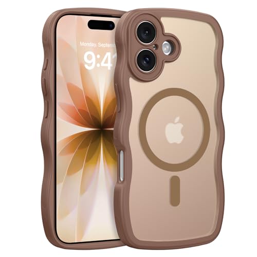 Image of YINLAI for iPhone 17 Case 6.3-inch [Compatible with MagSafe] [Soft Silicone] [Curly Wave] [Anti-Fingerprint] [Full Body Military Shockproof], Brown