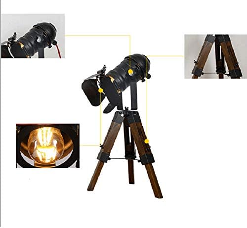 WUPYI2018 WUPYI2018 Tripod Staande lamp, retro tafellamp, bedlamp, verstelbaar houten statief, bureaulamp, slaapkamerlamp voor woonkamer, slaapkamer, café, bar, eetkamer photo 3