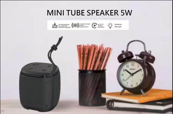 Generic Portable Waterprooof Bluetooth Outdoor Party Super Bass Amplifier Wireless Speaker with USB TF, 5W & RGB LED by Totality Phases of Life, Black