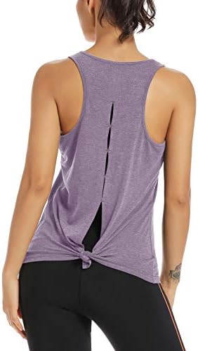 Muzniuer Womens Yoga Workout Tops-Cute Open Back Running Gym Activewear Sports Shirt for Women