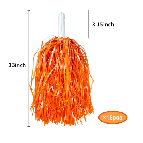 16PCS Cheerleading Pom Poms Metallic Foil Plastic Pom Poms with Baton Handle for Game Sports Squads Dancing Party Football Basketball Club Spirit Sports Stage Performance Celebration (Orange) by PPXMEEUDC - Image 2
