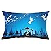 Daesar Fundas de Cojin Navideños,1 PCS-Ángel Nota Musical y Camellos Azul Oscuro Fundas de Cojin de 30 50