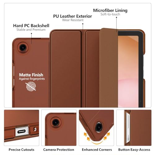 Image of MoKo for Samsung Galaxy Tab A11 Plus / A11+ Case 11 Inch 2026, Galaxy Tab A9 Plus / A9+ Case 11 Inch 2024, Slim Stand Hard PC Translucent Back Shell Smart Cover, Auto Wake /Sleep, Brown