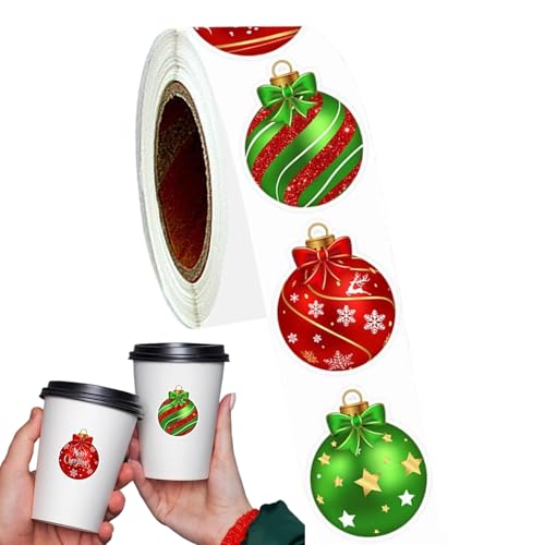 Juego de pegatinas navideñas – Etiquetas decorativas autoadhesivas, pegatinas ornamentales de bolas de Navidad | artesanales festivos para papelería Scrapbook, tarjetas de felicitación