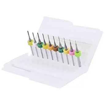 10pcs 0.5/0.6/0.7/0.8/0.9/1.0/1.1/1.2/1.3/1.4mm Tungsten Carbide PCB End Mill Engraving Bits Cutter 1/8