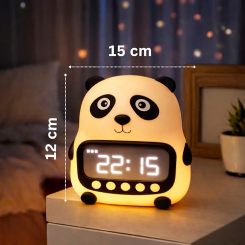 Image of One94Store Panda Shape Digital Alarm Clock with LED Display & Night Light | Snooze, Timer, Temperature Display | Kids Bedside Clock for Bedroom, Study Table & Home Decor
