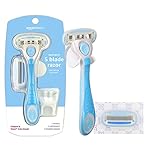 Amazon Basics 5-Blade Razor for Women, Handle, 2 Cartridges & Shower Hanger (Cartridges fit Amazon Basics Razor Handles only) (Previously Solimo)
